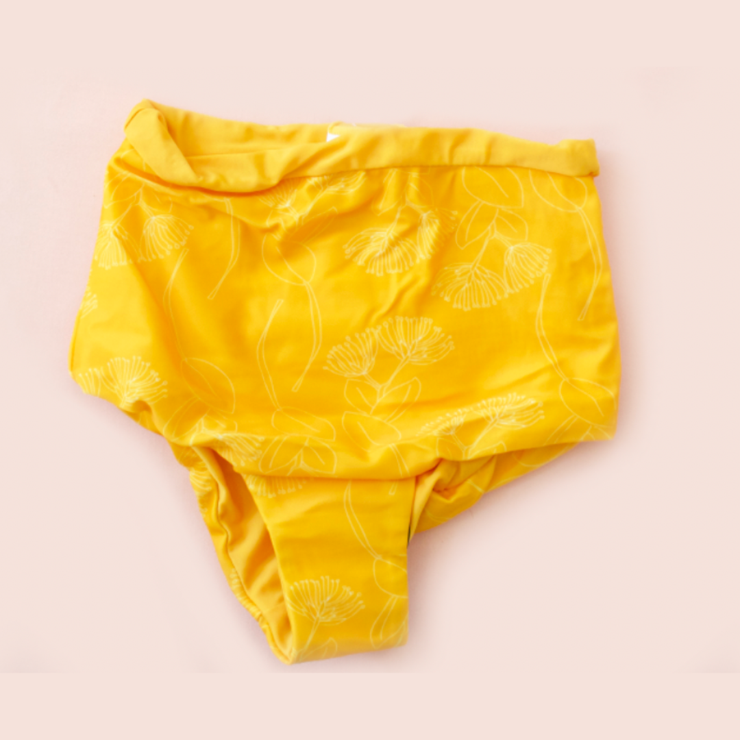 Reversible Girl's High Waisted Bottom Yellow Ohia