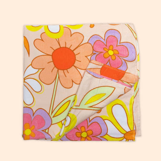 Retro Flower Power Beach Towel