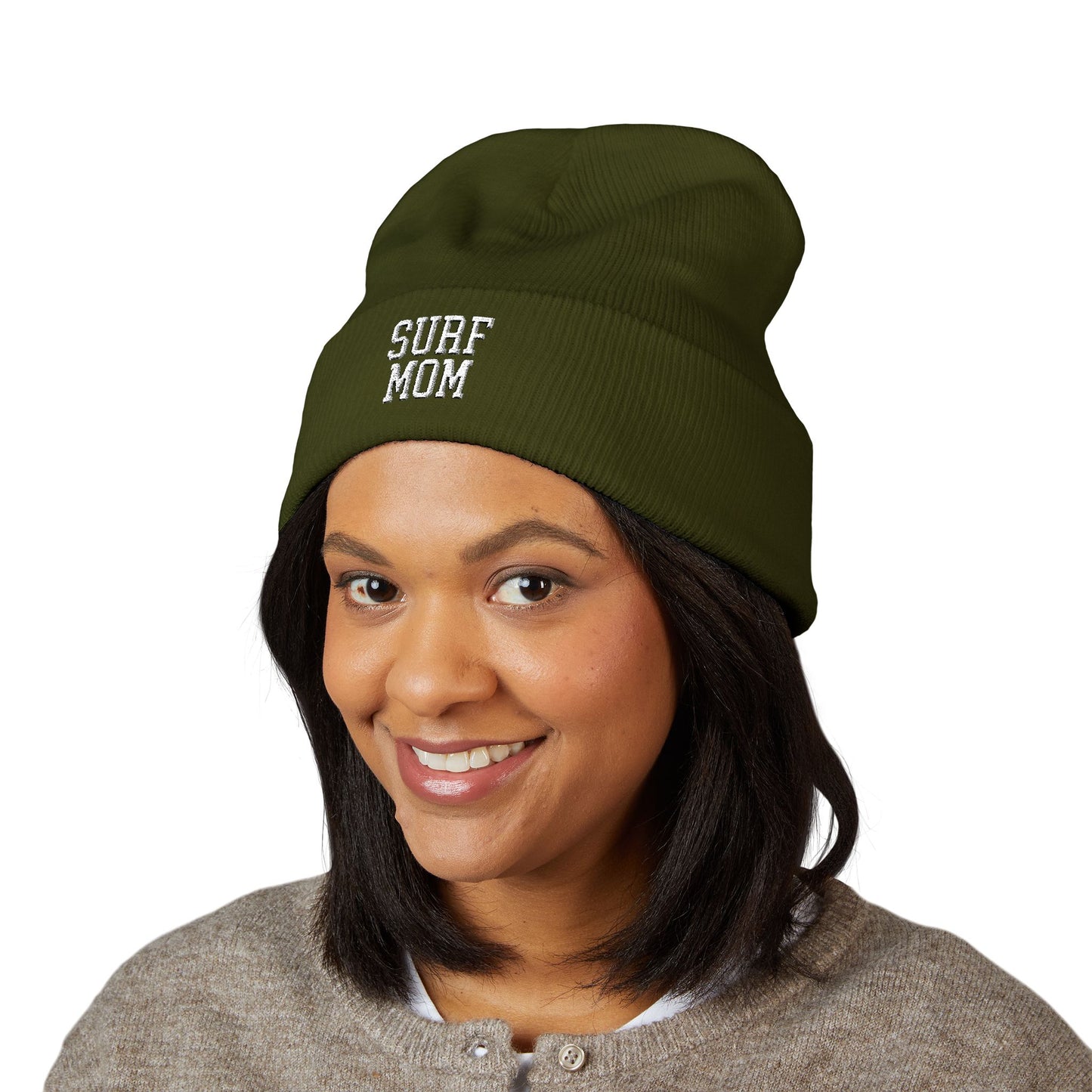 Surf Mom Embroidered Cuffed Beanie