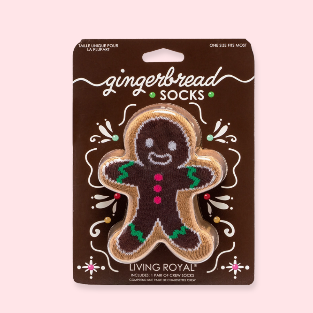 3D Packaged Crew Socks Gingerbread Man