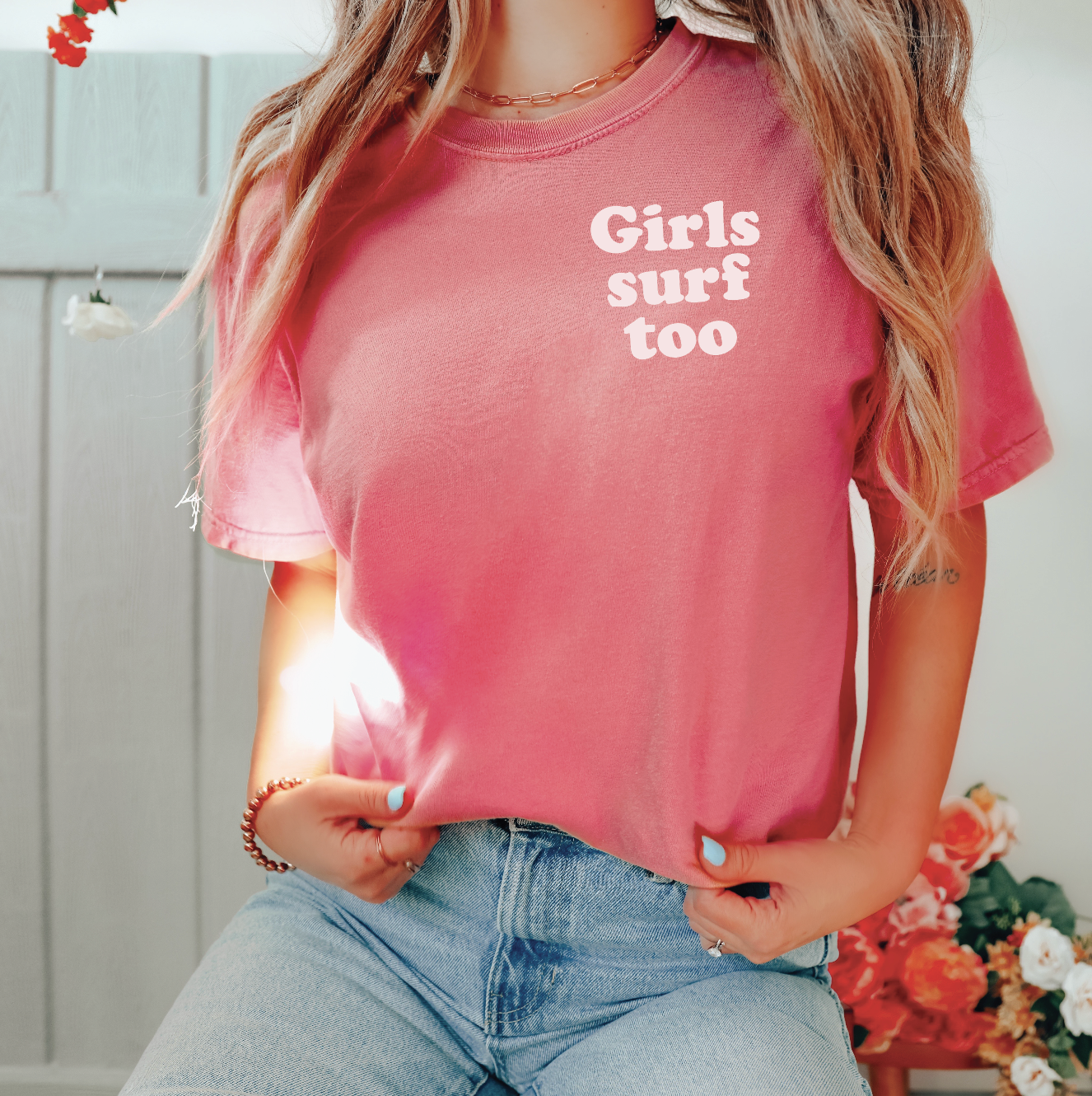 Girls Surf Too Adult Tee