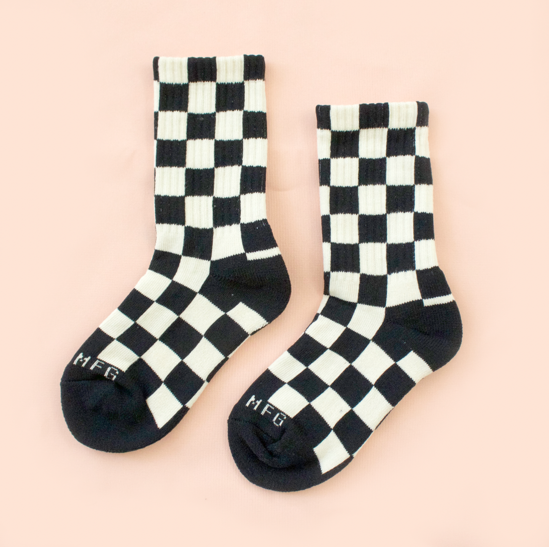 Kids Checkered Crew Socks