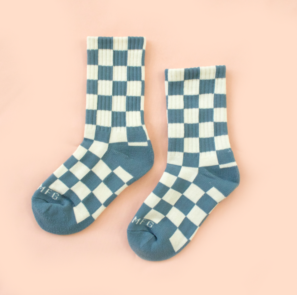 Kids Checkered Crew Socks