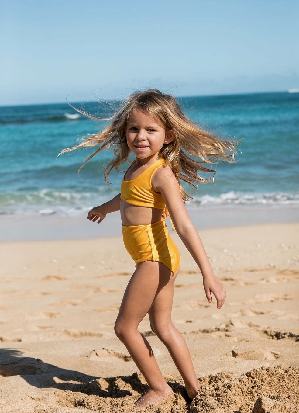 Reversible Girl's High Waisted Bottom Yellow Ohia