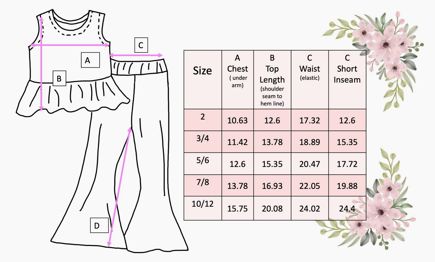 Kids Surf Print Flare Pant Set