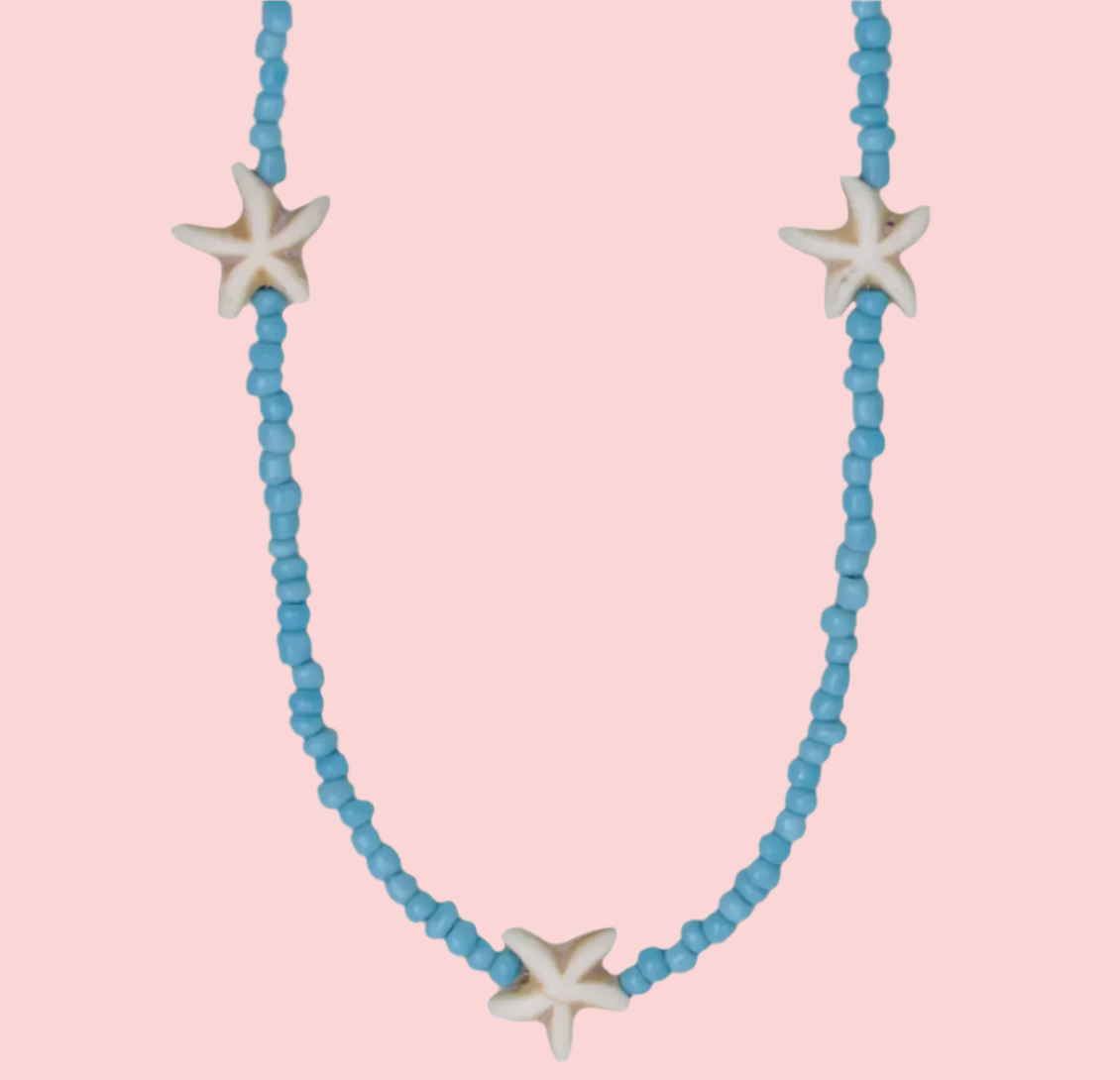Beach Time Turquoise Starfish Bead Necklace