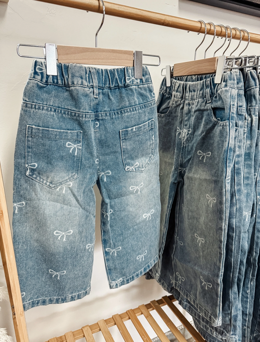 Kids Stright Leg Bow Jeans