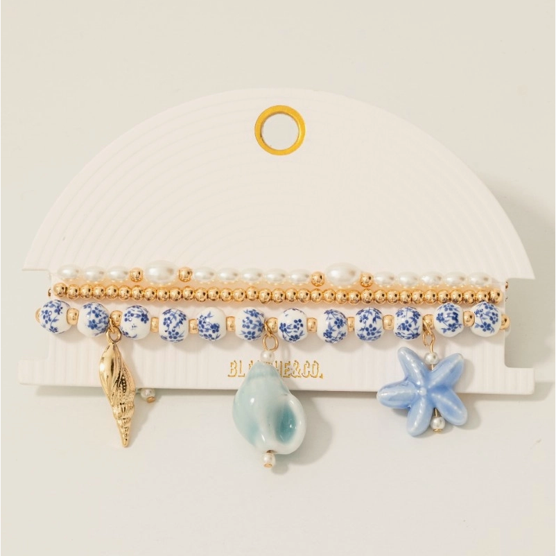 Sea Life & Floral Beaded Bracelet Set