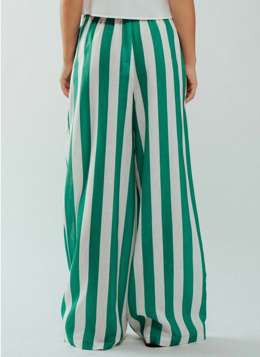 Linen Blend Striped Wide Leg Pants