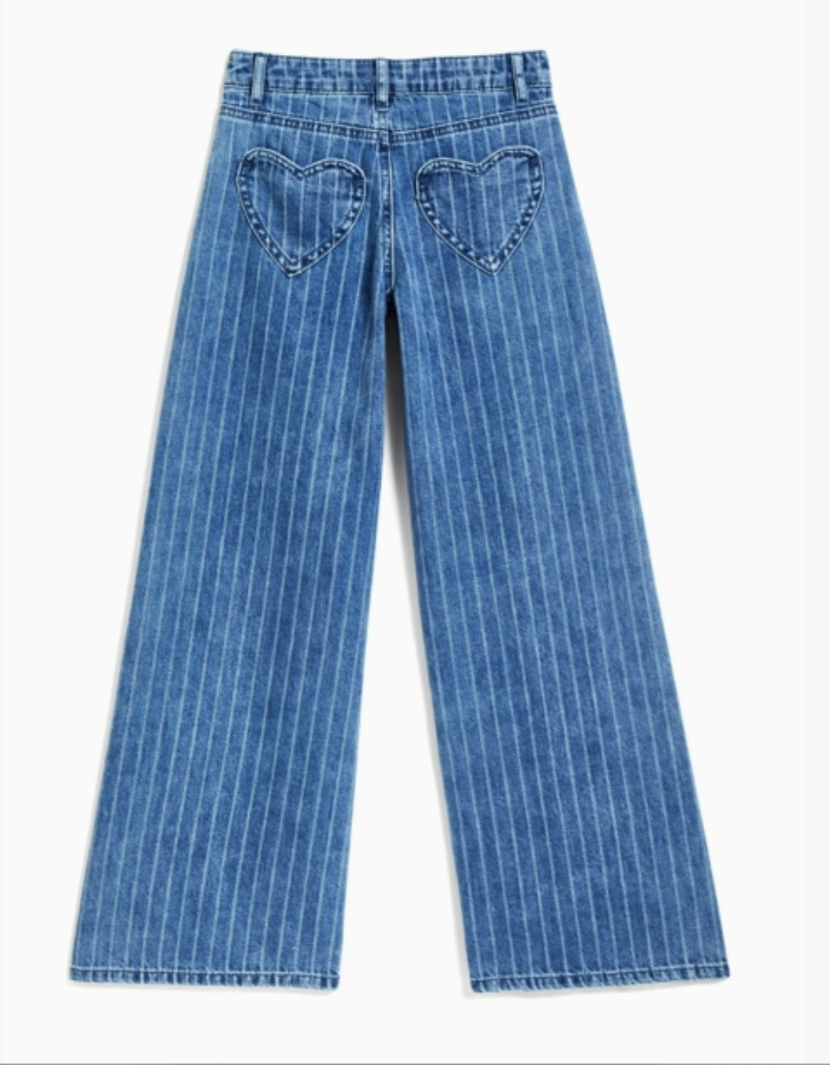 Girls Heart Patch Pocket Wide Leg Denim