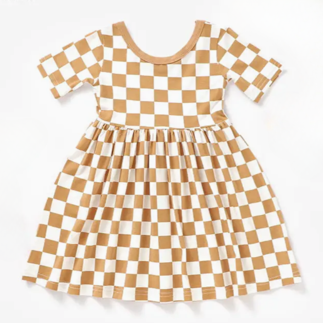 Lightweight Cotton Checkered Kids Dress