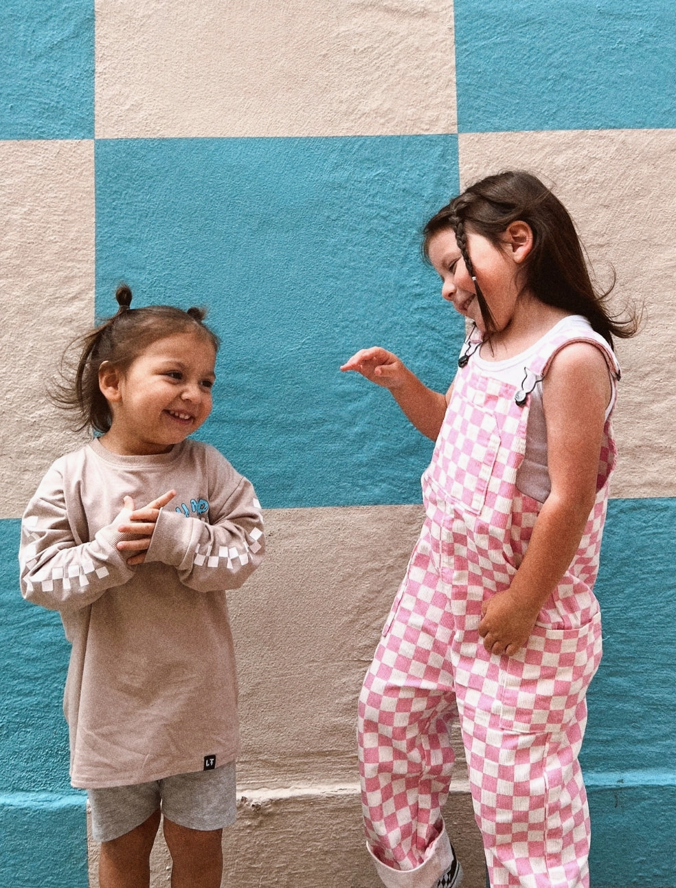 Pink Checkered Toddler Overalls