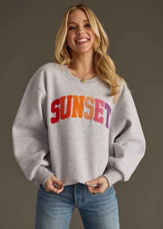 Sunset Fuzzy Embroidered Sweatshirt