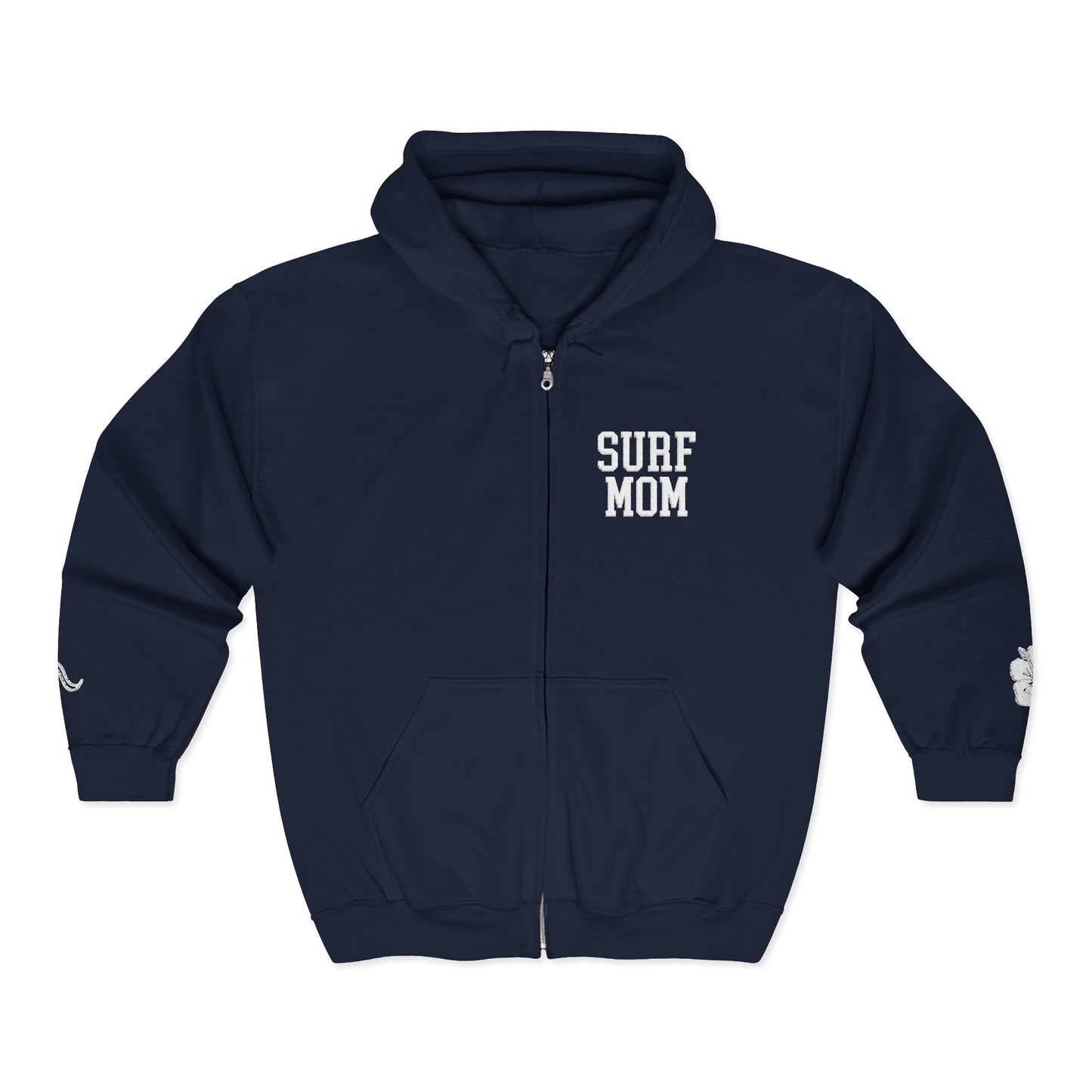 Surf Mom Zip Embroidered Hoodie