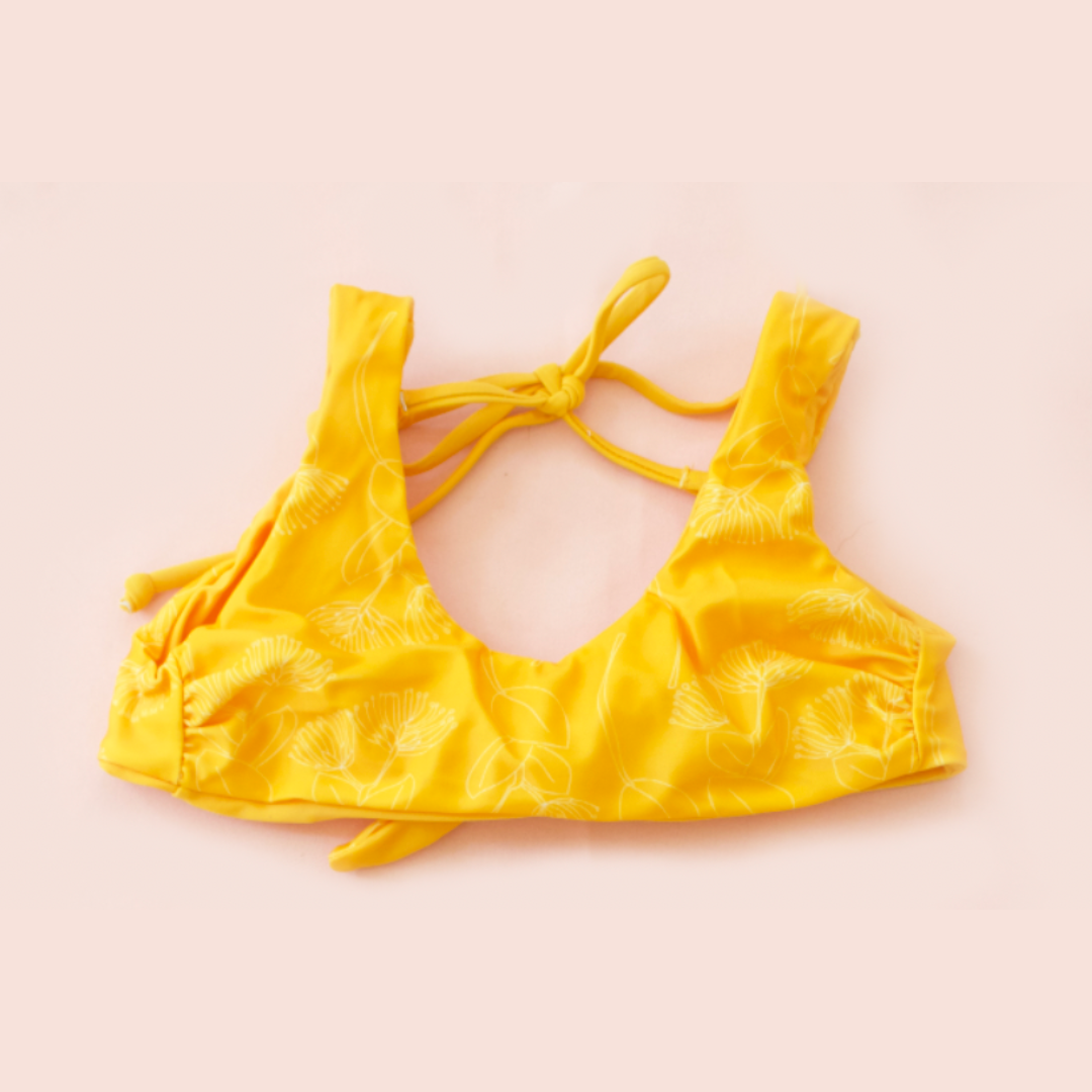 Reversible Girl's Bikini Top Yellow Ohia