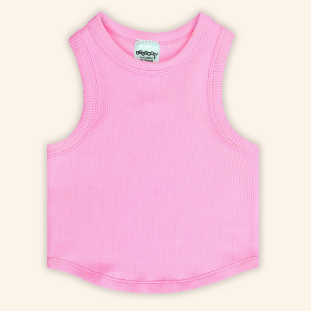 Girls Cropped Ribbed Racerback Tank Top