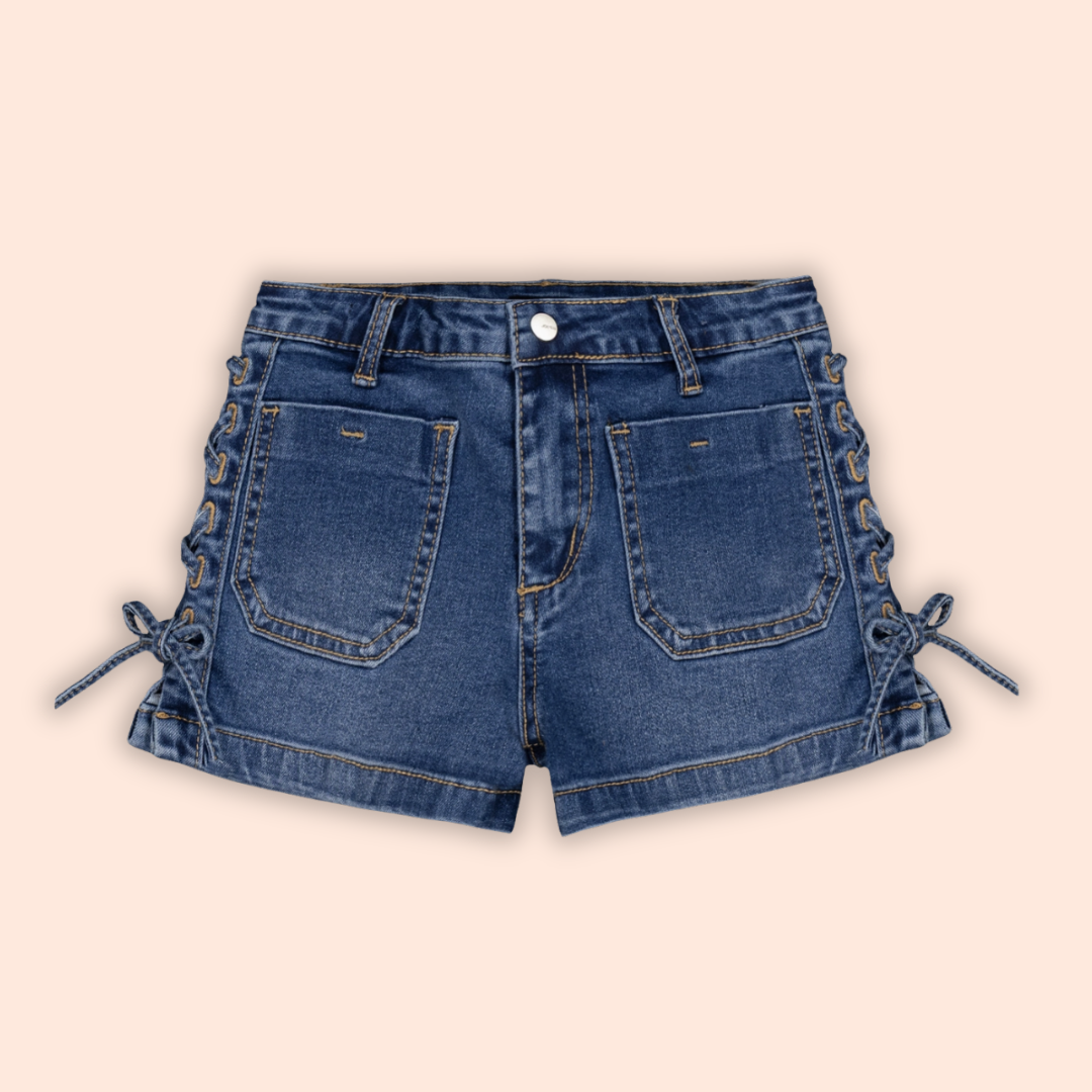 Girls' Emmy Lace-Up Side Denim Shorts