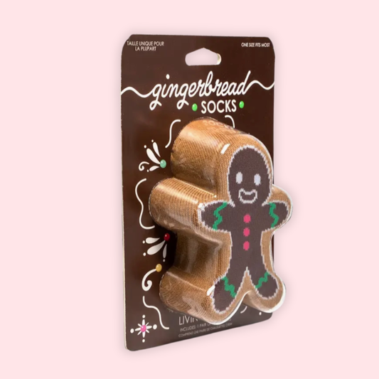 3D Packaged Crew Socks Gingerbread Man
