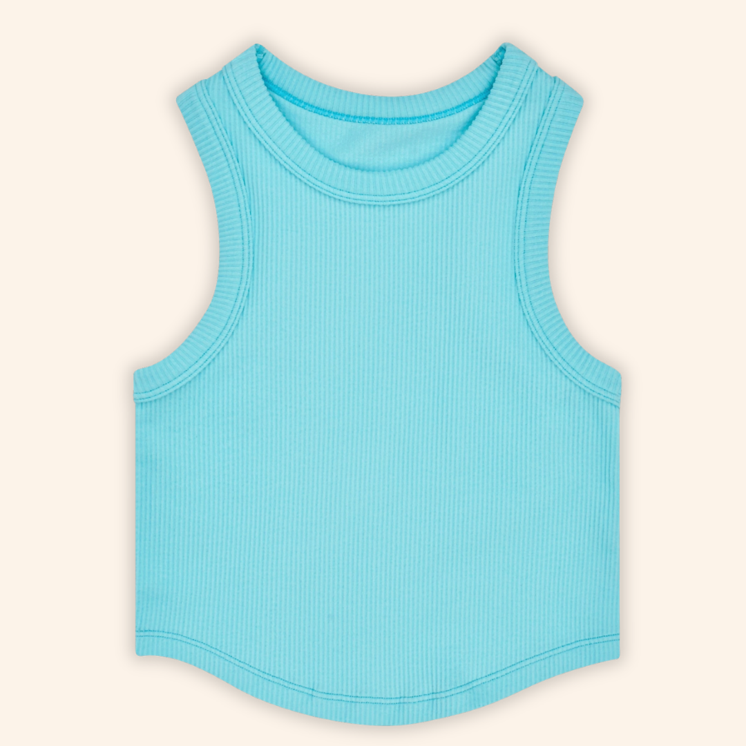 Girls Cropped Ribbed Racerback Tank Top