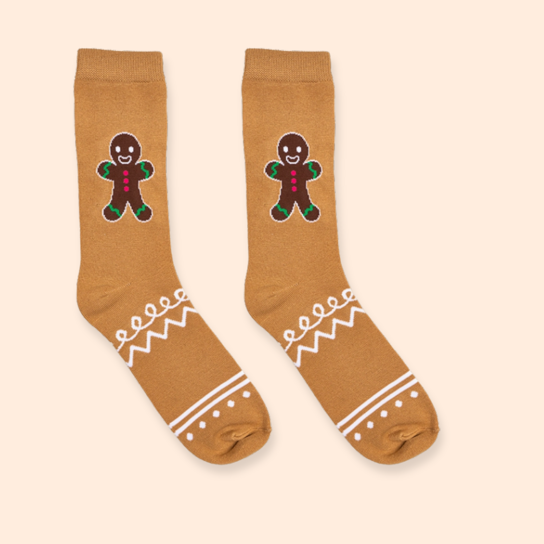 3D Packaged Crew Socks Gingerbread Man
