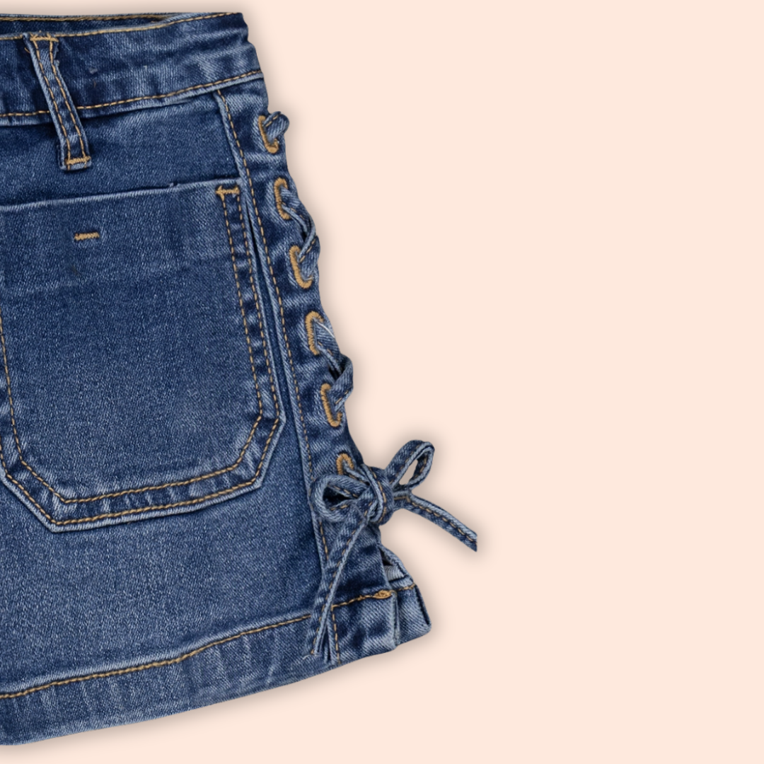 Girls' Emmy Lace-Up Side Denim Shorts