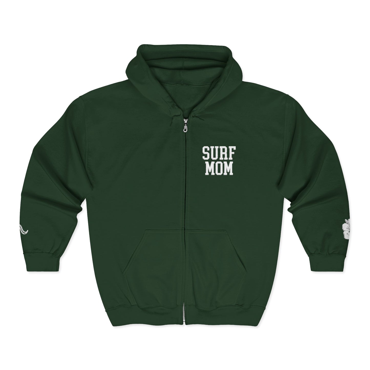 Surf Mom Zip Embroidered Hoodie