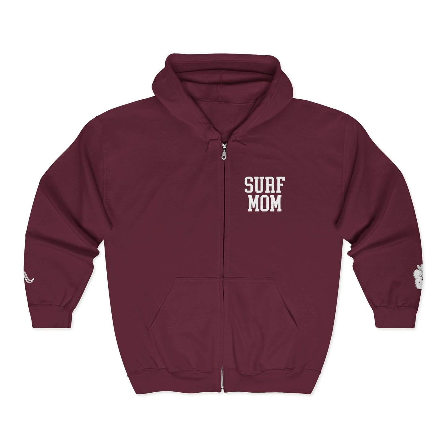 Surf Mom Zip Embroidered Hoodie