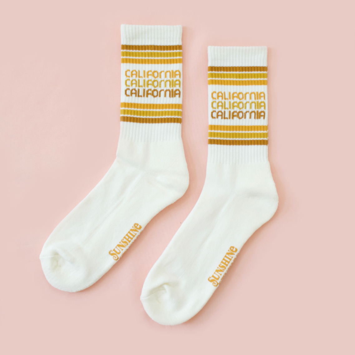 California Striped Ribbed Crew Socks