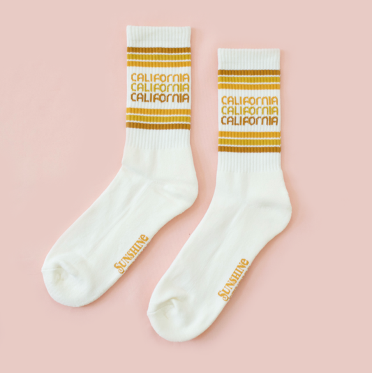 California Striped Ribbed Crew Socks