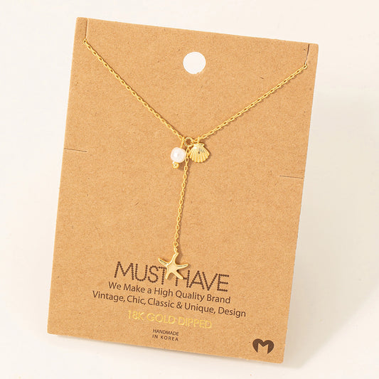 Star Fish Sea Shell Y Necklace