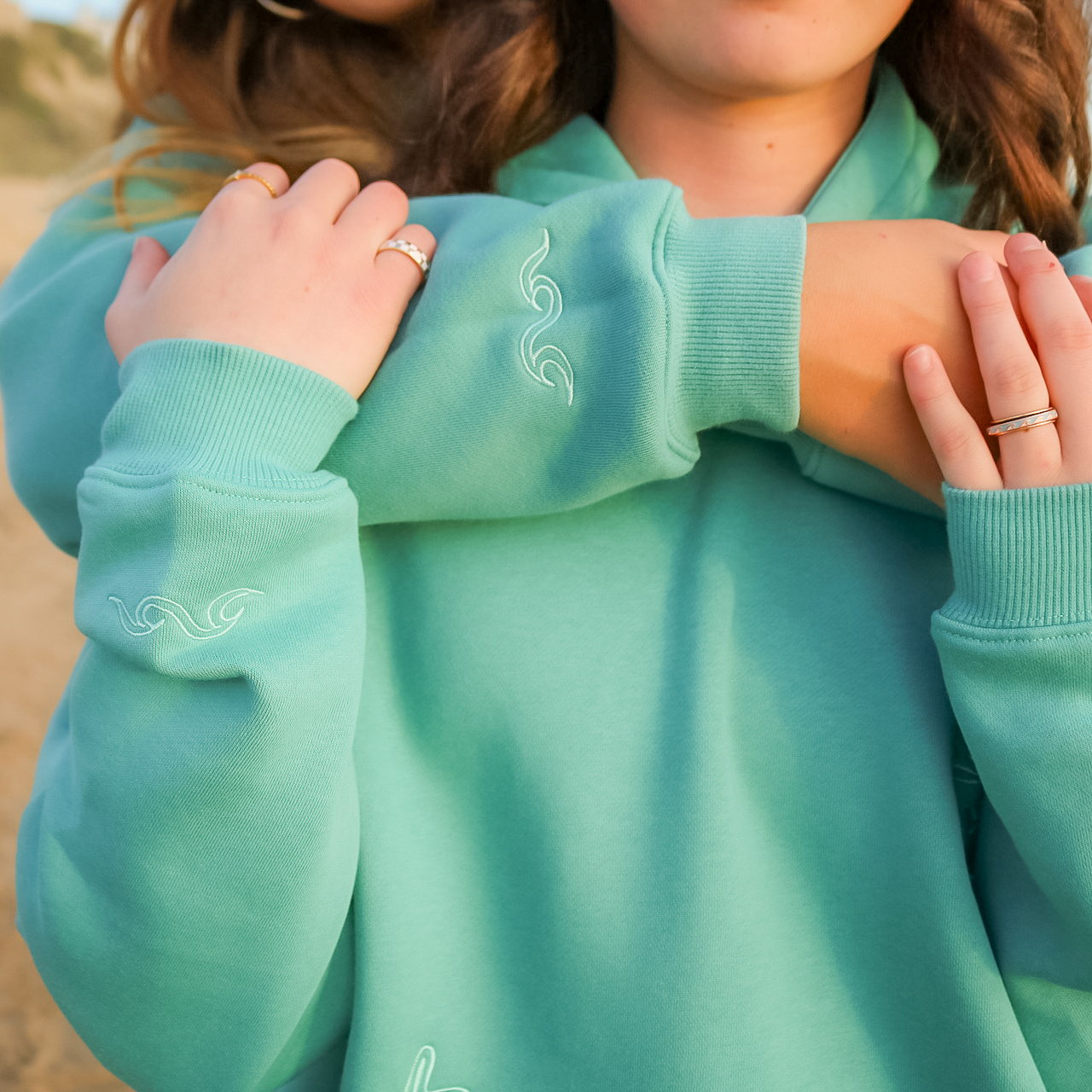 Sea Glass Surf Embroidered Hoodie