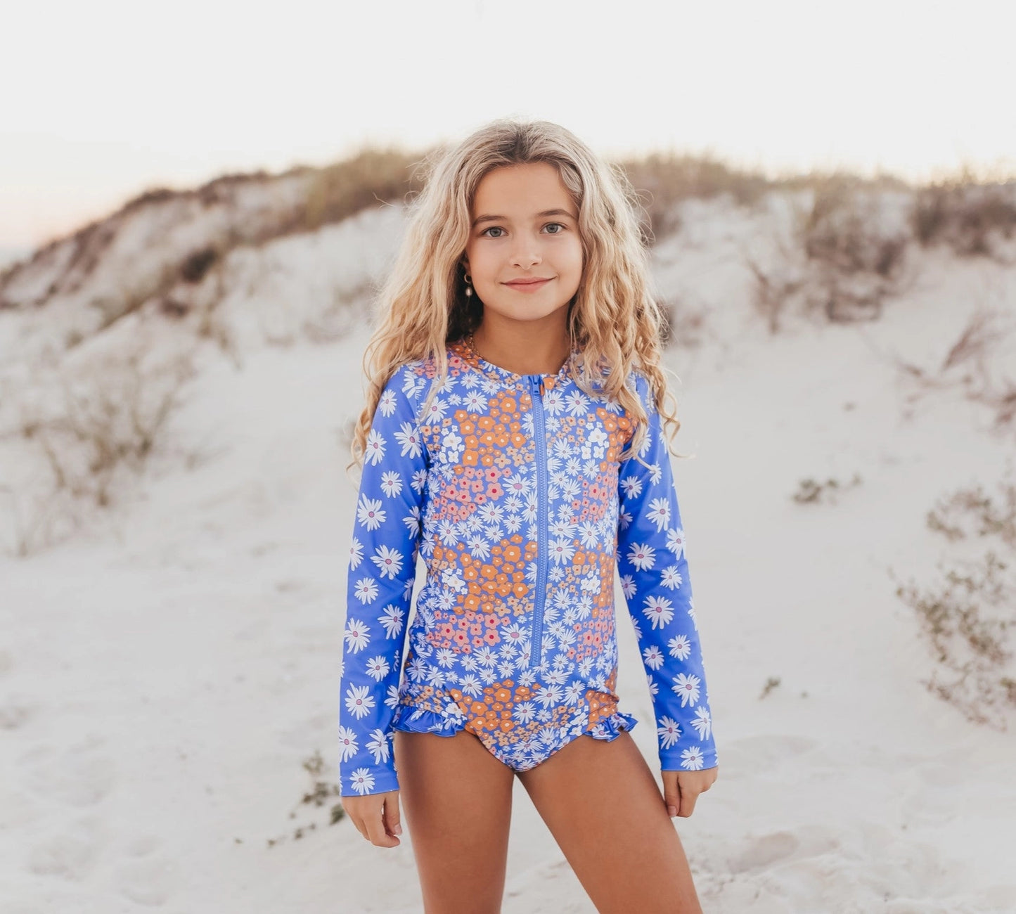 Blue Crush Floral One Piece Zip Swimsuit