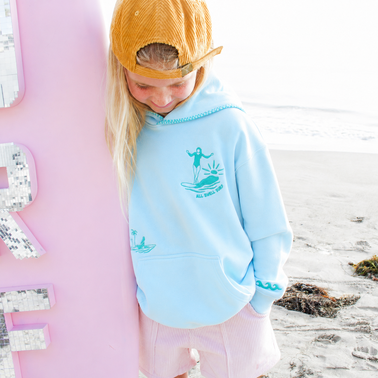 Kids Good Waves Ahead Embroidered Hoodie