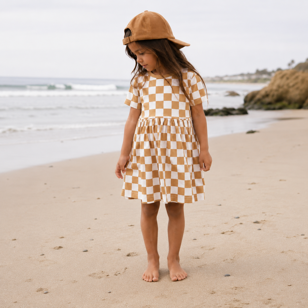 Lightweight Cotton Checkered Kids Dress