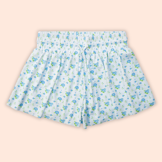 Girls Blue Floral Butterfly Shorts