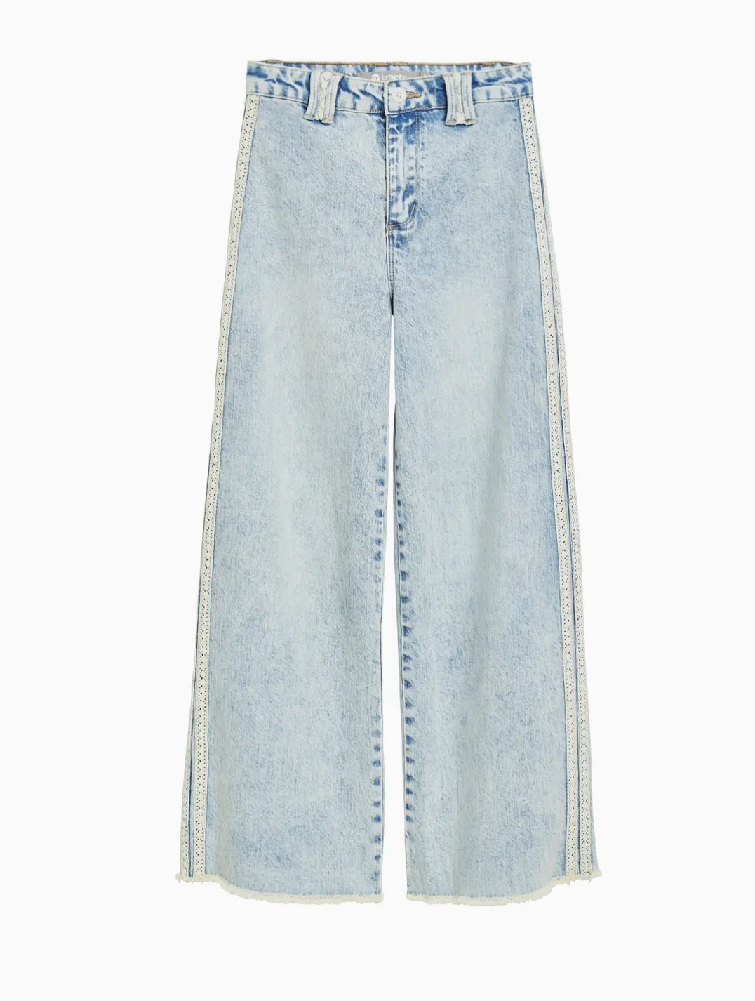 Girls Lace Stripe Wide Leg Jeans
