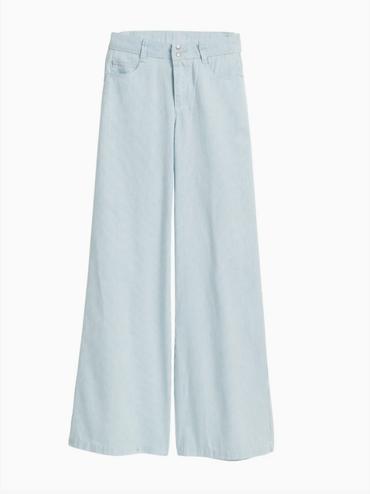 Girls Stripe Print Wide Leg Denim