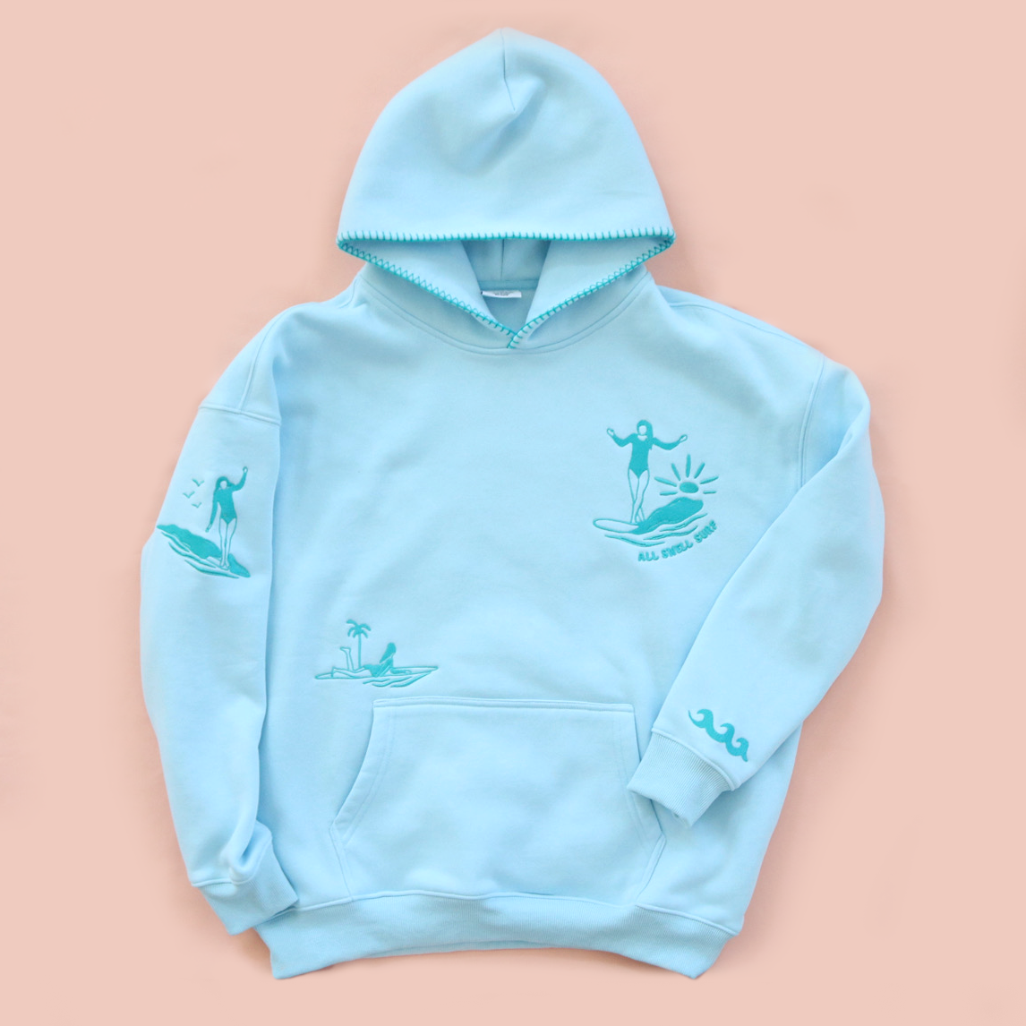 Good Waves Ahead Embroidered Hoodie