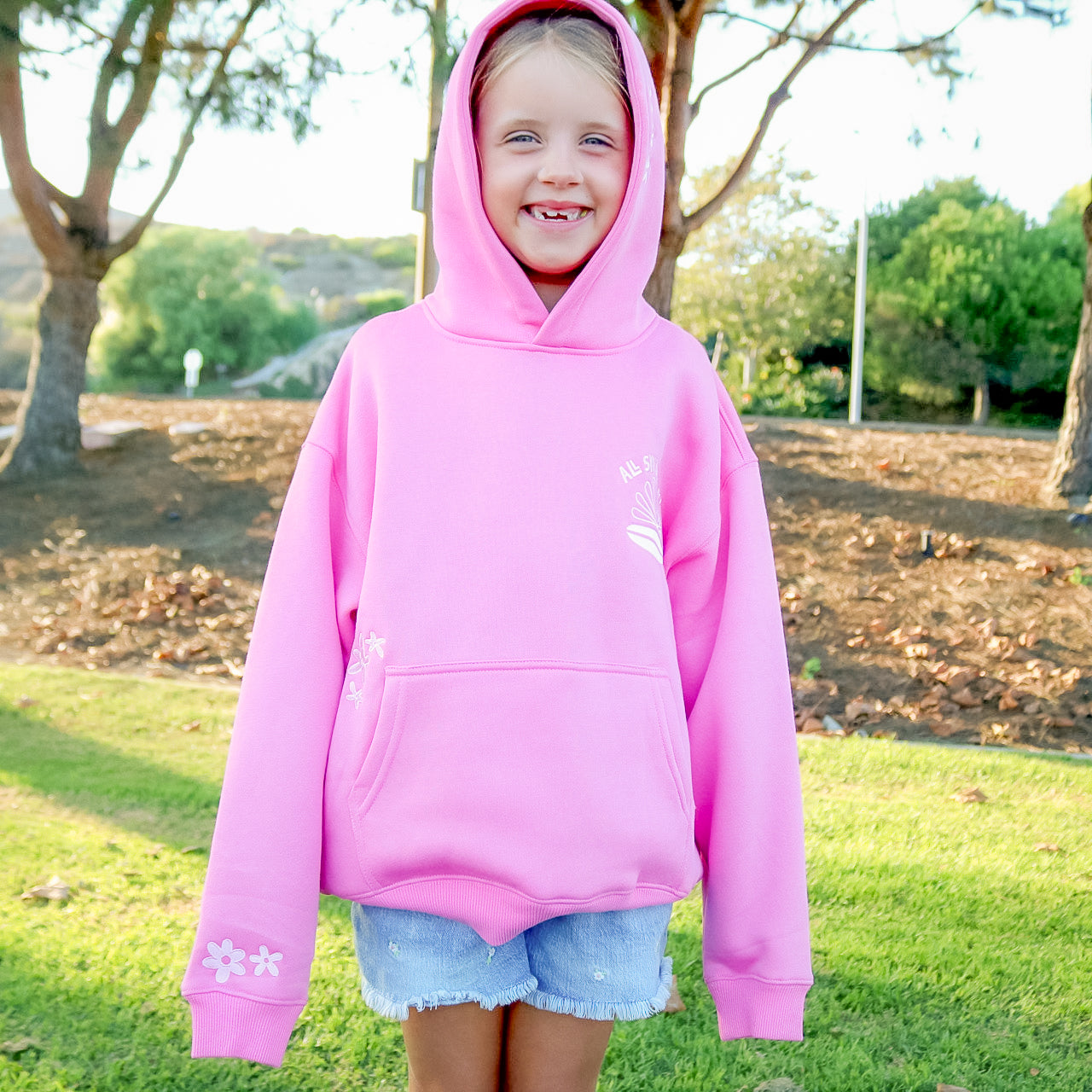 Kids Surfer Girl Bloom Embroidered Hoodie