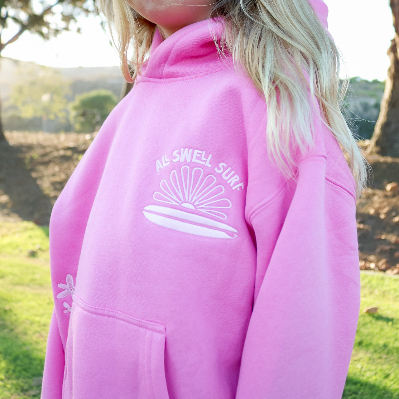 Kids Surfer Girl Bloom Embroidered Hoodie