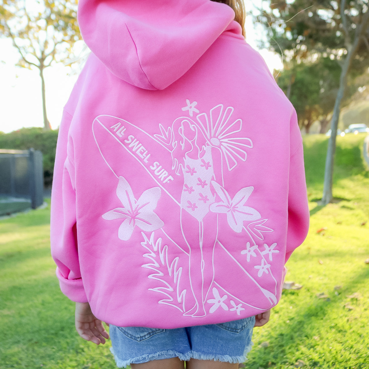 Kids Surfer Girl Bloom Embroidered Hoodie
