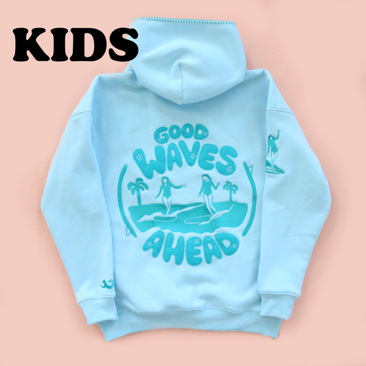 Kids Good Waves Ahead Embroidered Hoodie