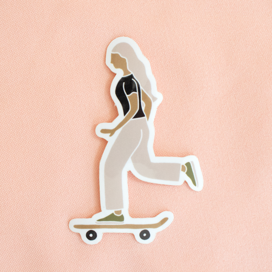 Kick Push Skater Girl Sticker