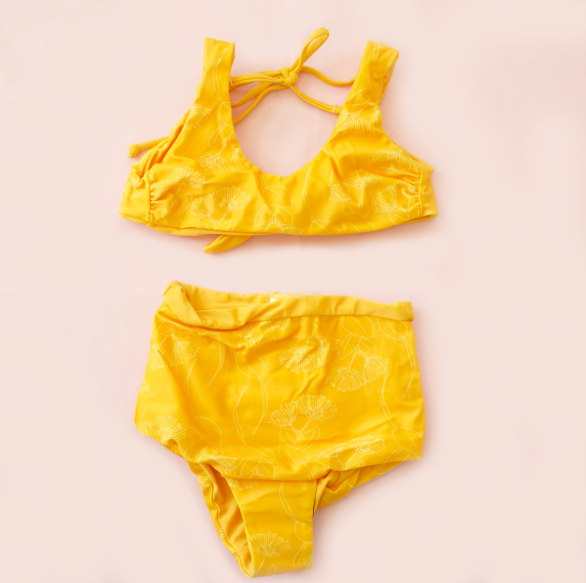 Reversible Girl's Bikini Top Yellow Ohia