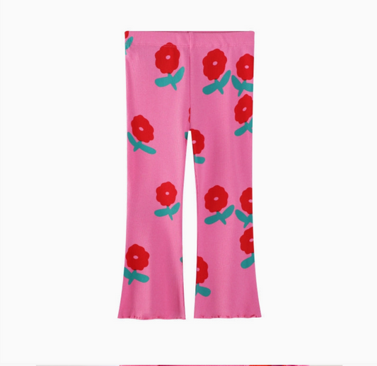 Kids Slim-Fit Flared Flower Leggings