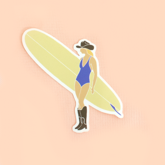 Surfing Cowgirl Sticker
