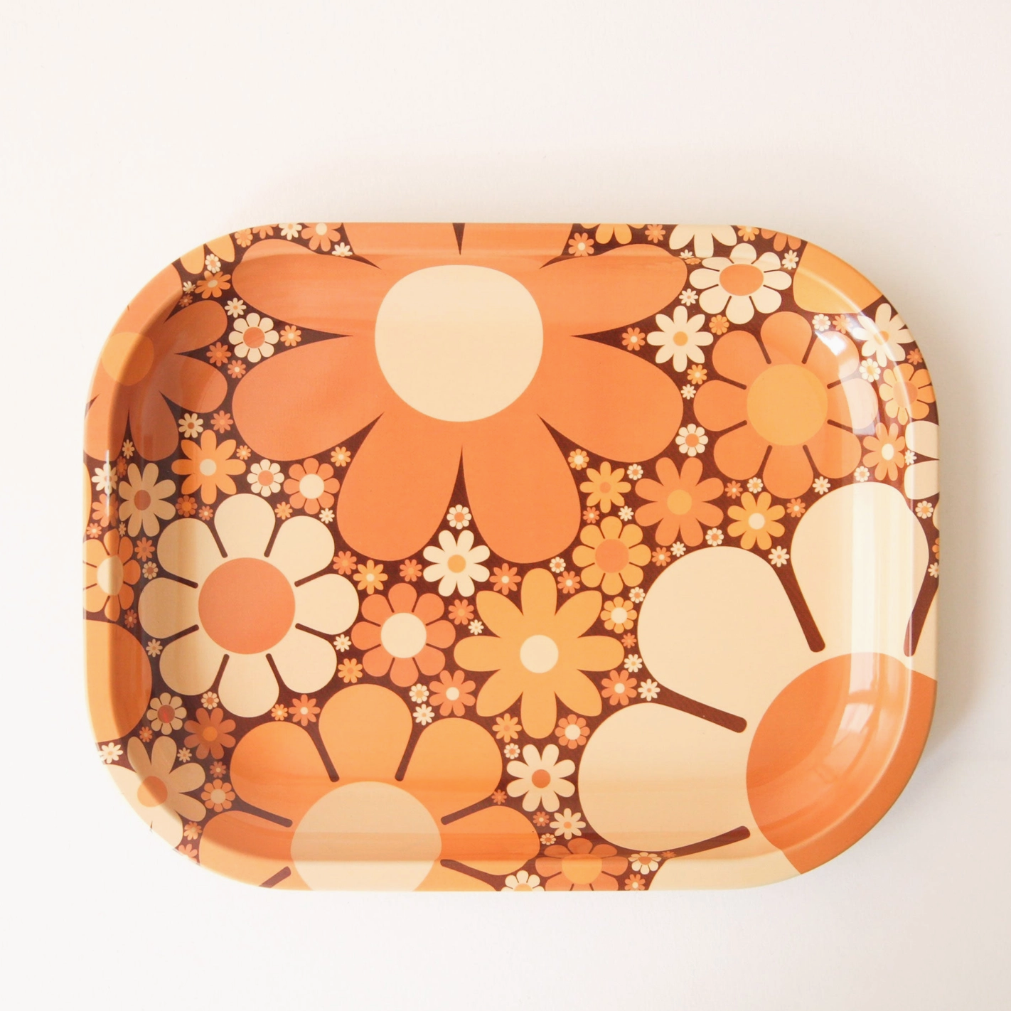 70's Floral Metal Tray