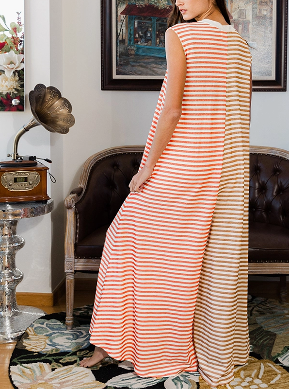 Stripe Print Wide Leg Jumpsuit