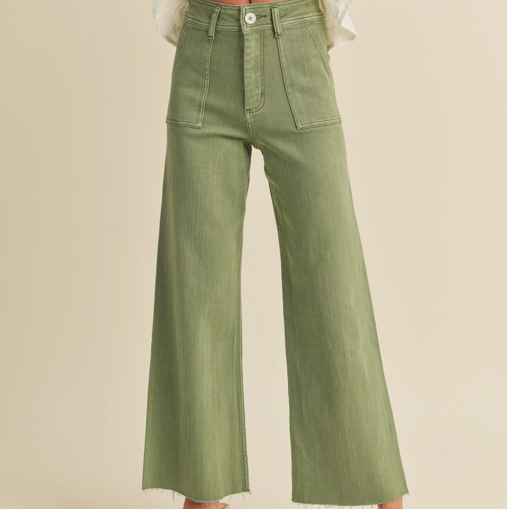 Cotton Stretch Wide Leg Pants