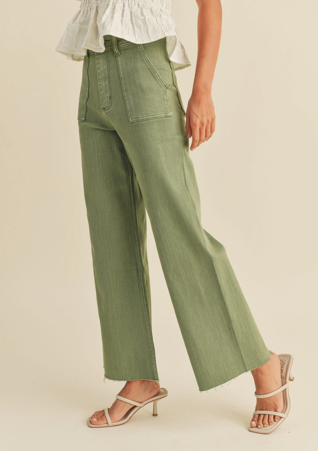 Cotton Stretch Wide Leg Pants